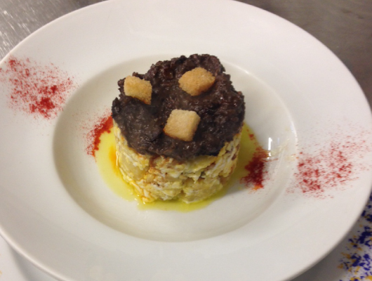 Revuelto de Morcilla con patata panadera
